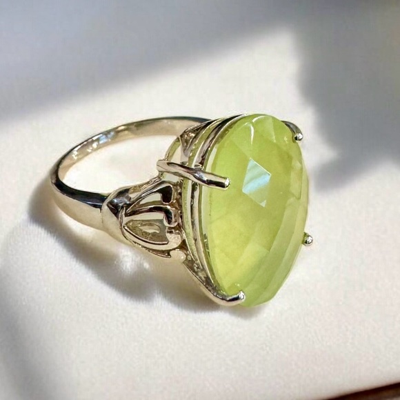 ☀️Rare Australian Golden Prehnite Sterling Silver Ring (7)☀️ - Picture 8 of 14